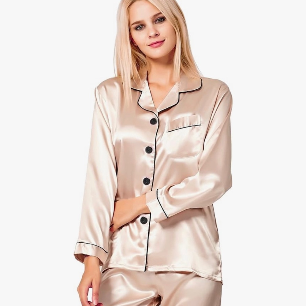 Champagne Silk Satin Pajama Top